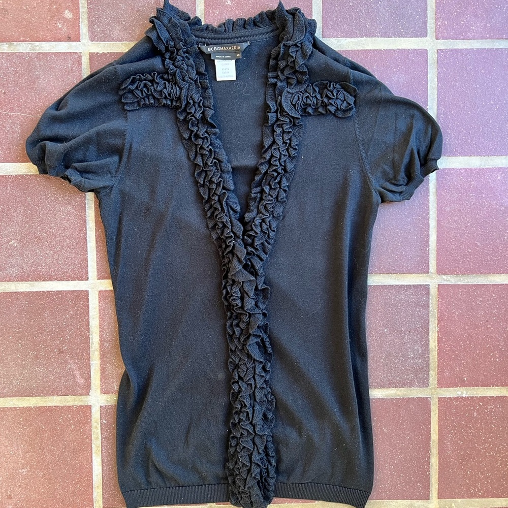Vintage BCBGMAXAZRIA Silk & Cotton Ruffle Top XS